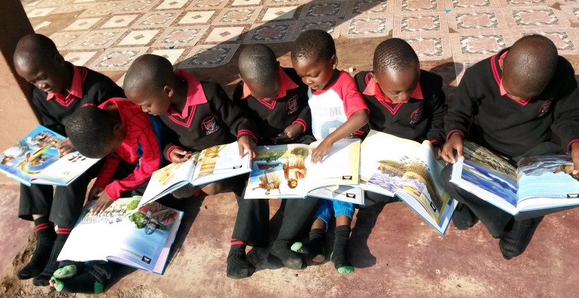 neue Bilderbibeln für die Waisenkinder in Mahlabaneni, Swasiland